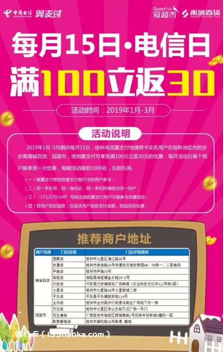 每月15日 用翼支付购物